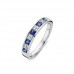 14 KRT WIT GOUDEN RING MET BL SAFFIER EN 0.08 CRT BRILJANT