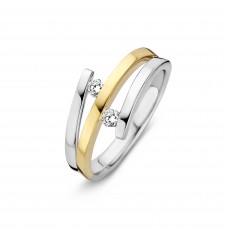 14 KARAAT BICOLOUR RING MET BRILJANT 0.12 CRT - 59901