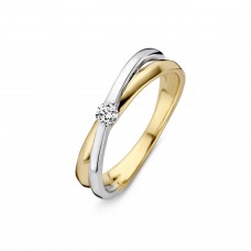 14 KARAAT BICOLOUR RING MET BRILJANT 0,12 SI W 14 KARAAT BICOLOUR RING MET BRILJANT 0,12 SI W