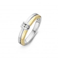 14 KARAAT BICOLOUR RING MET BRILJANT 0,10CRT SI/W - 59902 14 KARAAT BICOLOUR RING MET BRILJANT 0,10CRT SI/W - 59902