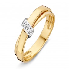 BICOLOUR RING MET BRILJANT 0.09 CRT SI W - 61201