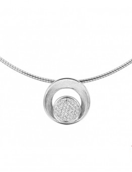 ZILVEREN SET (HANGER+kETTING) CIRCELS ICED MET ZIRKONIA