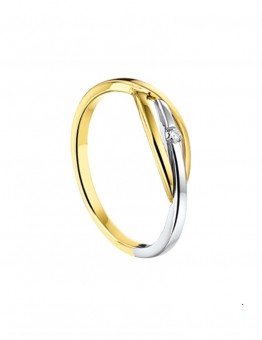 BICOLOR  DIAMANT RING 0.03CRT SI
