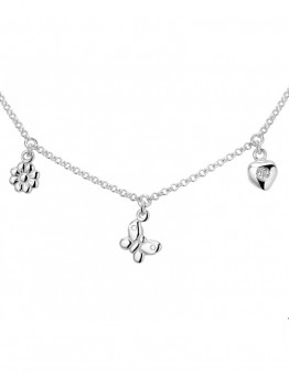 ZILVEREN KETTING MET BEDELS