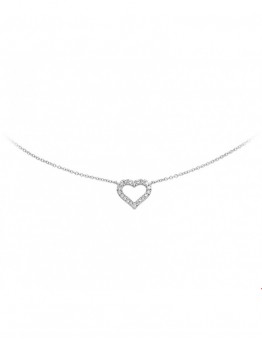 WITGOUDEN SYMBOOL CHOKER ''HART'' MET BRILJANT 0.09CRT