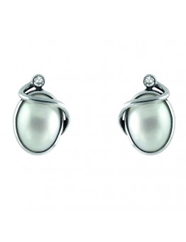 RABINOVICH zilveren OORstekers met parel EN ZIRCONIA - 58912