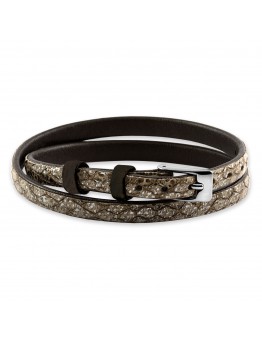 RABINOVICH ZILVERBRUIN LEER ARMBAND