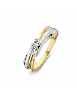 14 KRT BICOLOUR RING MET ZIRCONIA