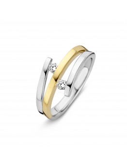 14 KARAAT BICOLOUR RING MET BRILJANT 0.12 CRT - 59901