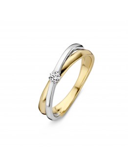 14 KARAAT BICOLOUR RING MET BRILJANT 0,12 SI W