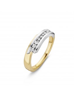 BICOLOR RING MET BRILJANT 0.24CRT SI W