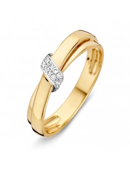 BICOLOUR RING MET BRILJANT 0.09 CRT SI W - 61201